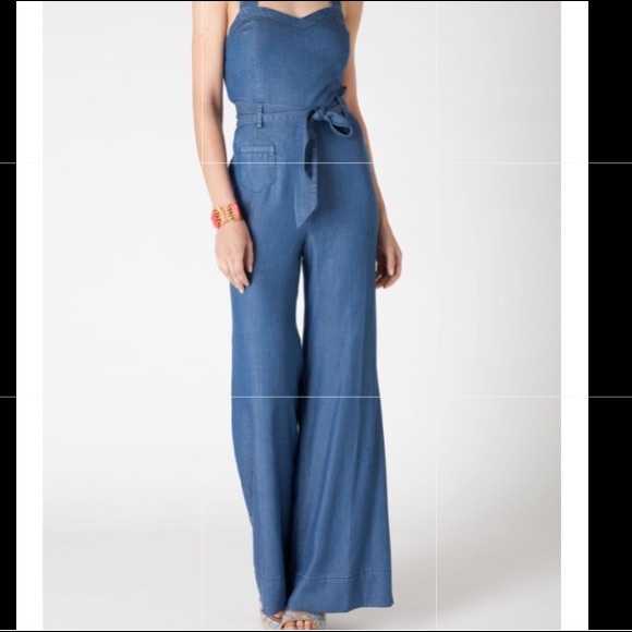 Anthropologie Other - Elevenses Sharlene Halter denim jumpsuit size 0